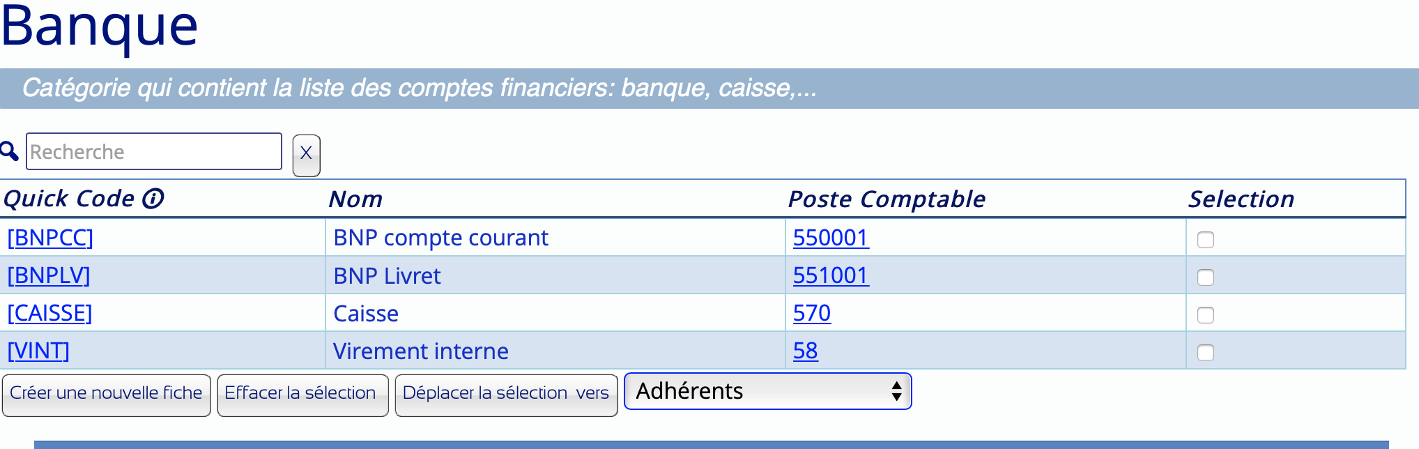 Fiches banques créées